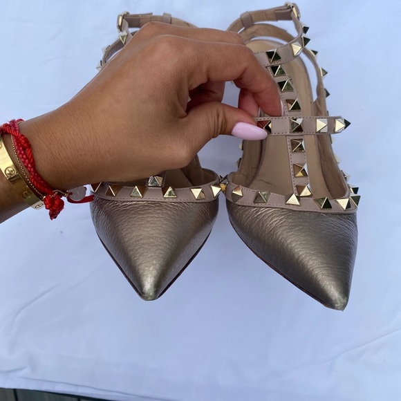AUTHENTIC PRELOVED VALENTINO ROCKSTUD METALLIC ANKLE STRAP PUMP 100 MM - Picture 6 of 7